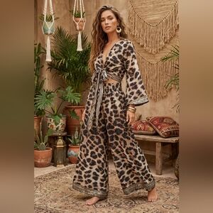 Wild Spirit: Leopard Print Boho Two-Piece Set